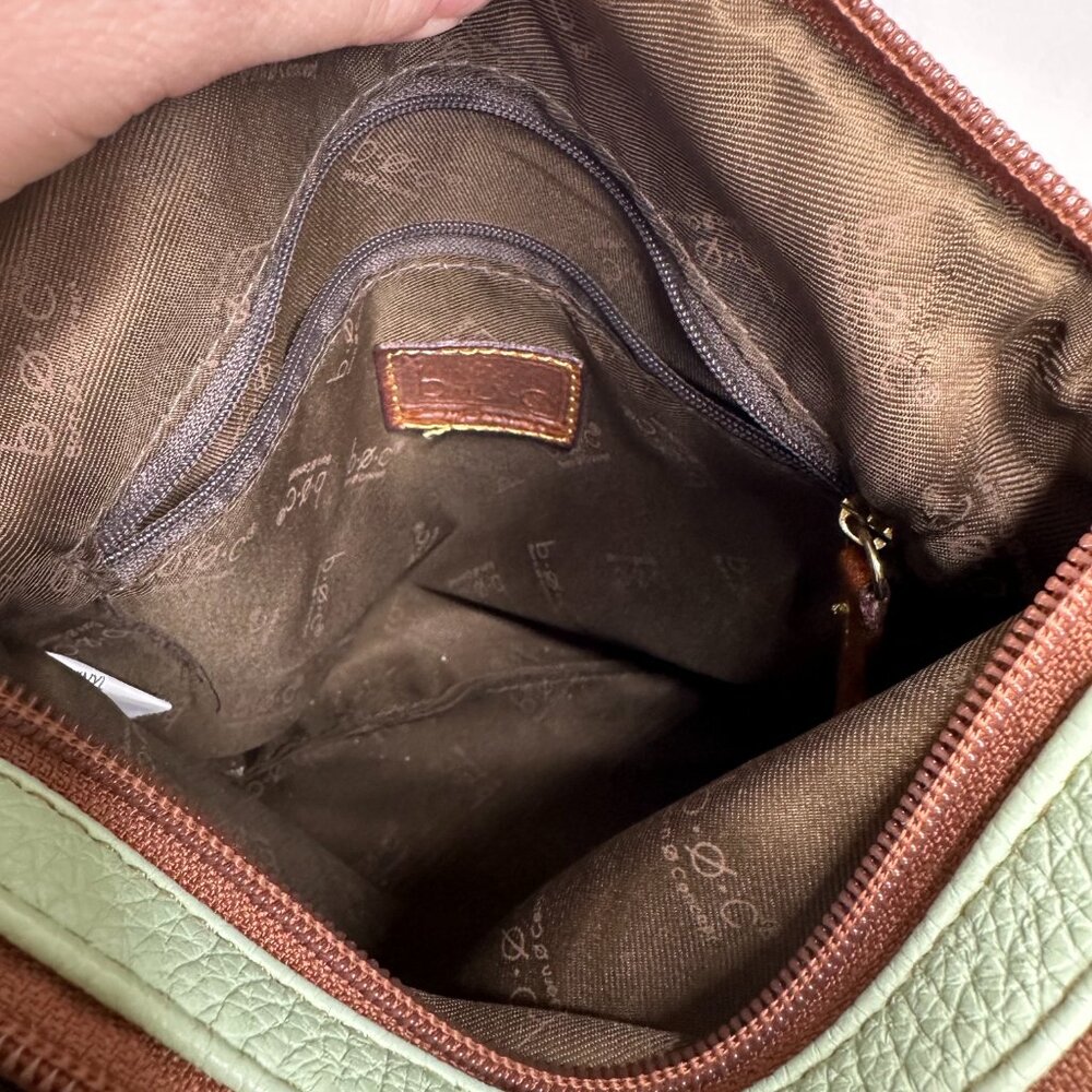 b.o.c. Crossbody Medium Shoulder Bag Soft Leather Light Green / Brown - Picture 7 of 7